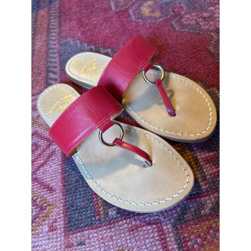 Handmade Il Sandalo Caprese Capri‎ Red Gold Sandal 38